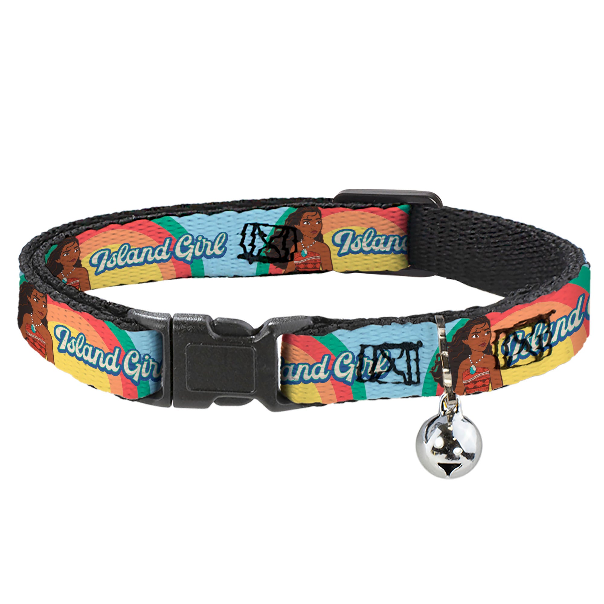 Breakaway Cat Collar with Bell - Moana ISLAND GIRL Rainbow Pose Blue/Multi Color Breakaway Cat Collars Disney