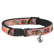 Breakaway Cat Collar with Bell - Moana Pose and Icons Collage Pink Breakaway Cat Collars Disney