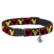 Breakaway Cat Collar with Bell - Mickey Mouse Ears Icon Blocks Red/Black/Yellow Breakaway Cat Collars Disney