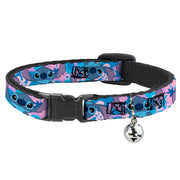 Breakaway Cat Collar with Bell - Lilo & Stitch Stitch Flip Expressions Close-Up Blues/Pinks Breakaway Cat Collars Disney   