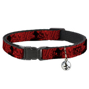 Cat Collar Breakaway - Freddy Poses Quote Scrawls Hand Scratching2 Reds Black Breakaway Cat Collars A Nightmare on Elm Street