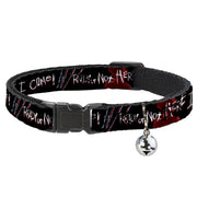 Cat Collar Breakaway - A Nightmare on Elm Street READY OR NOT HERE I COME Freddy Silhouette Black Reds White Breakaway Cat Collars A Nightmare on Elm Street