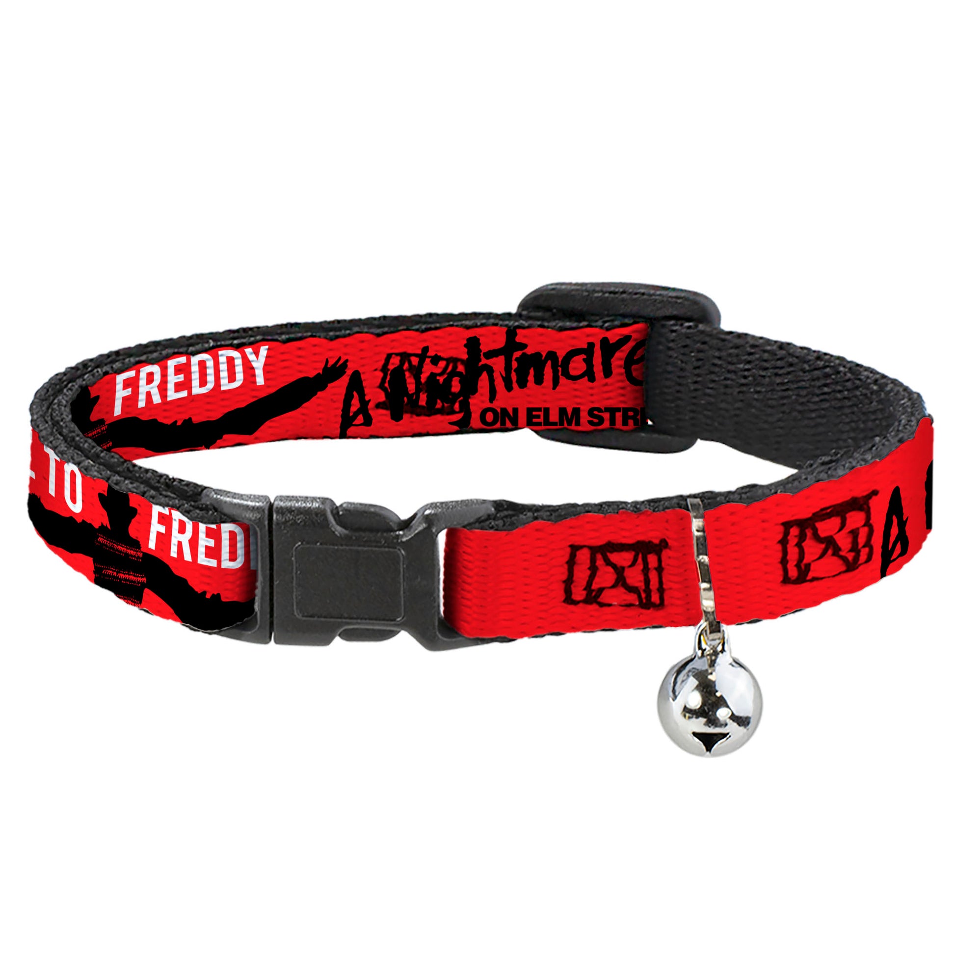 Breakaway Cat Collar with Bell - A NIGHTMARE ON ELM ST COME TO FREDDY Long Arms Silhouette Red/Black Breakaway Cat Collars A Nightmare on Elm Street