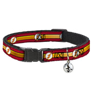 Cat Collar Breakaway - The Flash Logo Stripe Burgundy Gold Breakaway Cat Collars DC Comics