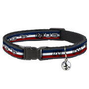 Cat Collar Breakaway - Mustang Text w Tri-Bar Stripe Breakaway Cat Collars Ford