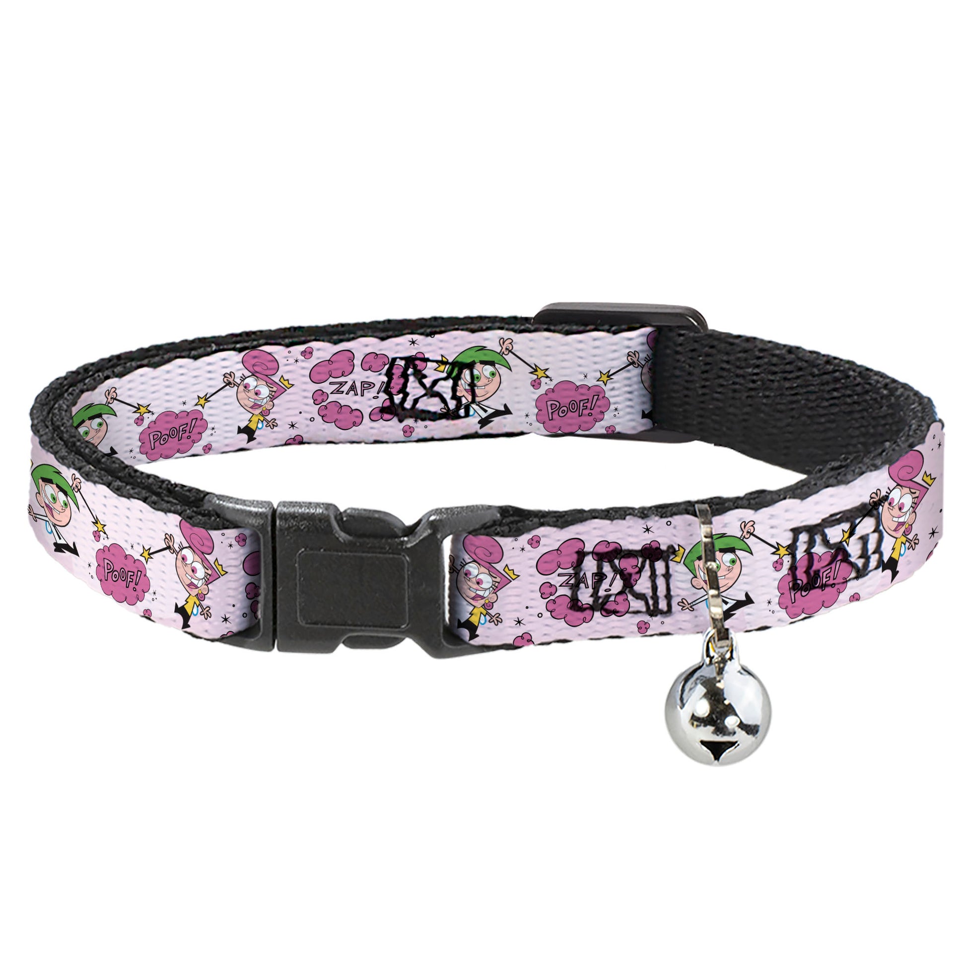 Breakaway Cat Collar with Bell - The Fairly OddParents Cosmo and Wanda Wish Poses Pink Breakaway Cat Collars The Fairly OddParents