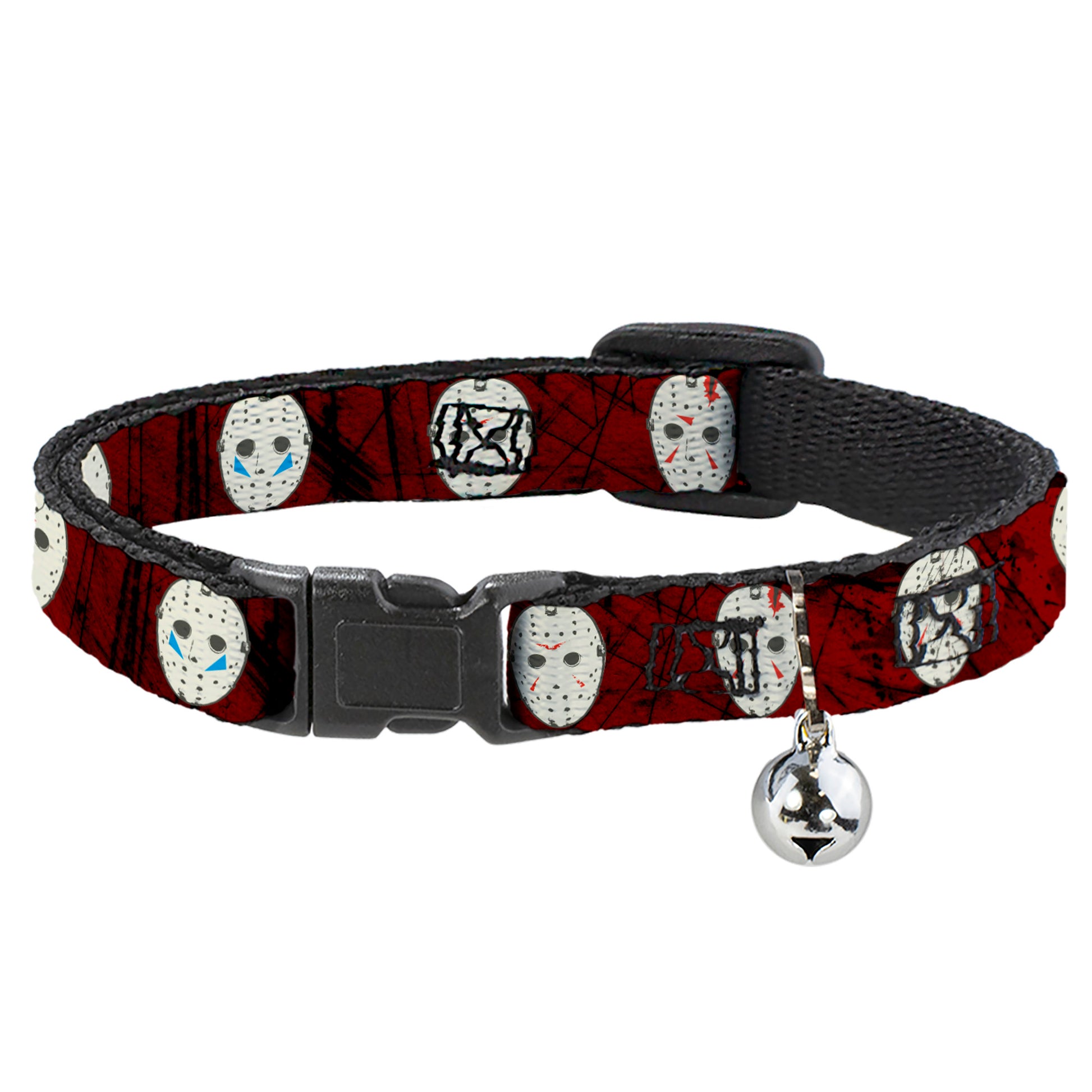Breakaway Cat Collar with Bell - Friday the 13th Hockey Mask Icons Reds Breakaway Cat Collars Friday the 13th
