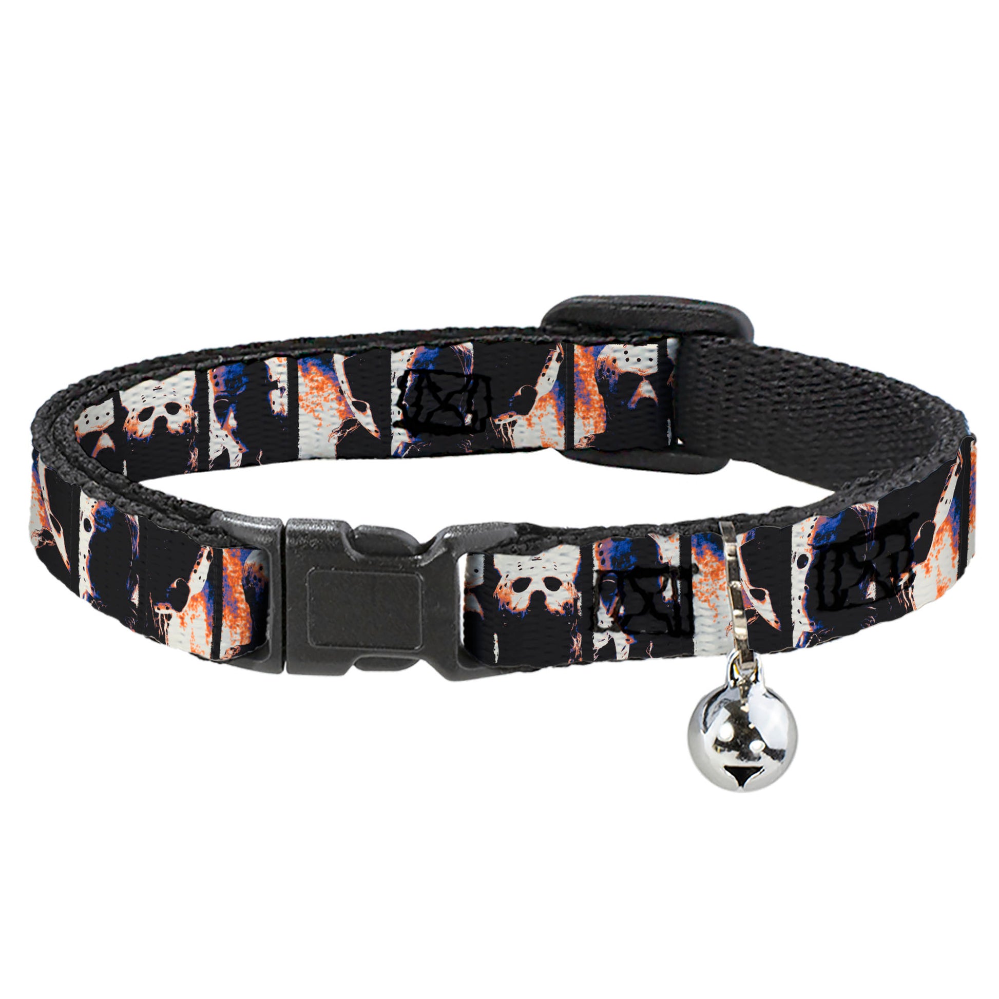 Breakaway Cat Collar with Bell - Friday the 13th Jason Hockey Mask Pose Blocks Breakaway Cat Collars Friday the 13th