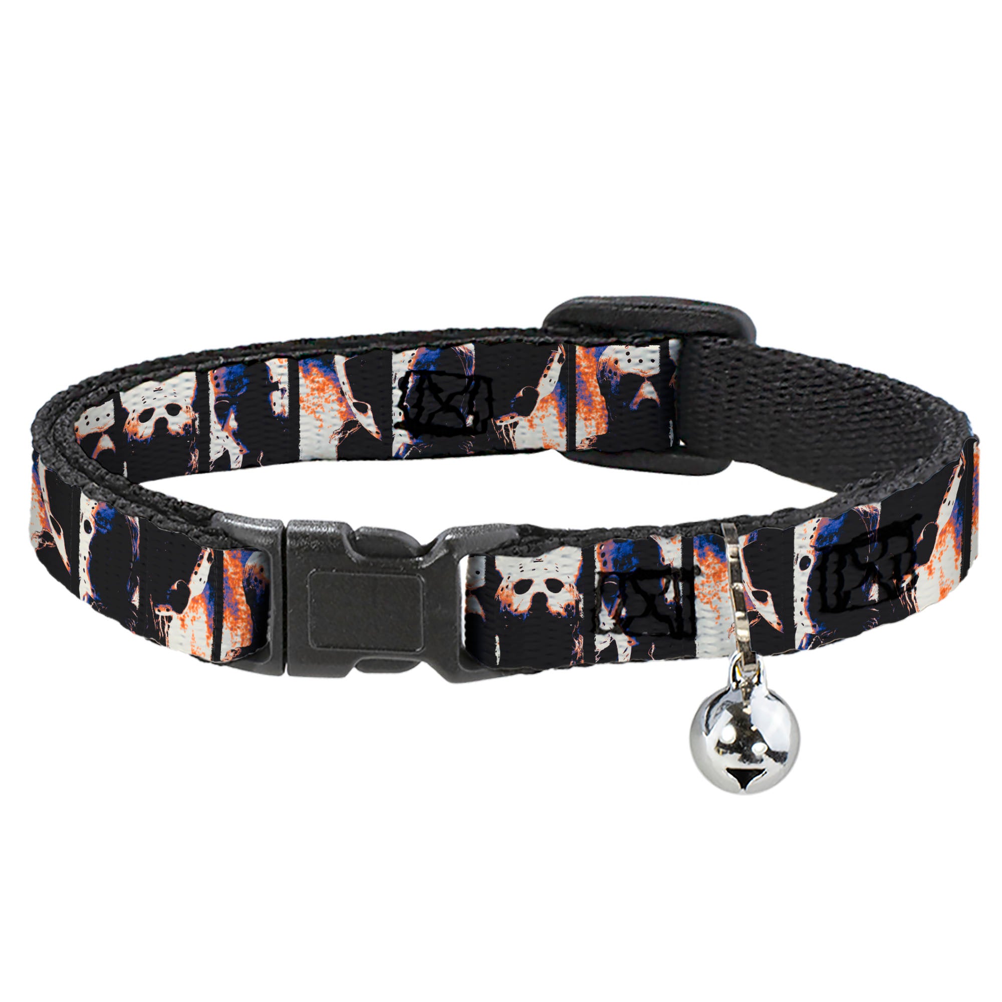 Breakaway Cat Collar with Bell - Friday the 13th Jason Hockey Mask Pose Blocks Breakaway Cat Collars Friday the 13th