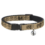 Cat Collar Breakaway - Dancing Bears Tan Black Breakaway Cat Collars Grateful Dead