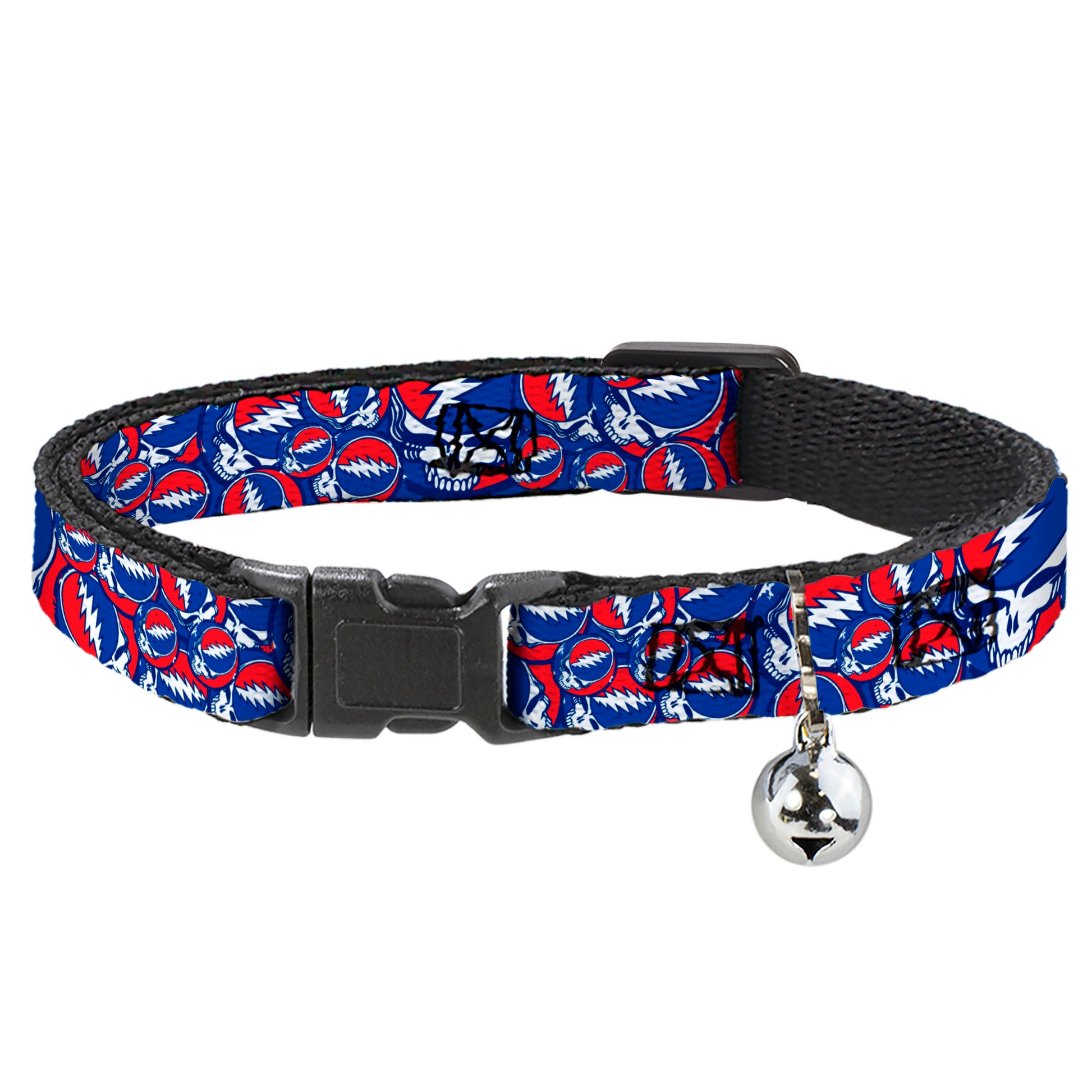 Cat Collar Breakaway - Steal Your Face Stacked Red White Blue Breakaway Cat Collars Grateful Dead