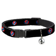 Cat Collar Breakaway - Steal Your Face Repeat Black Color Breakaway Cat Collars Grateful Dead