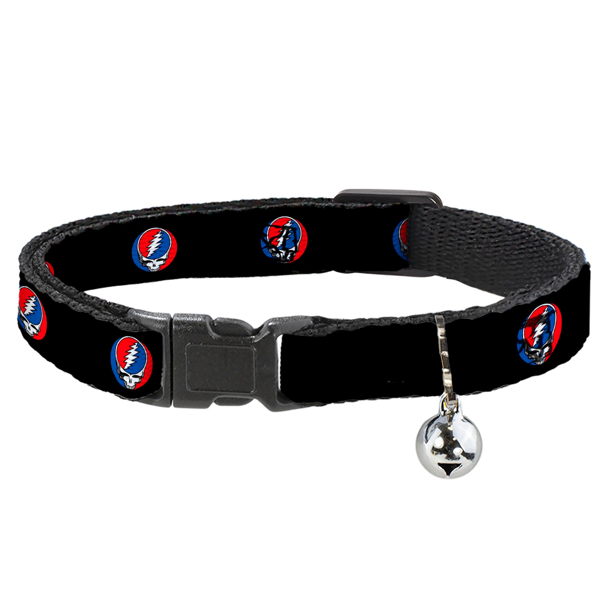 Cat Collar Breakaway - Steal Your Face Repeat Black Color Breakaway Cat Collars Grateful Dead