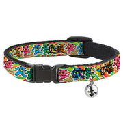 Breakaway Cat Collar with Bell - Grateful Dead Dancing Bears Swirl Multi Color Breakaway Cat Collars Grateful Dead   