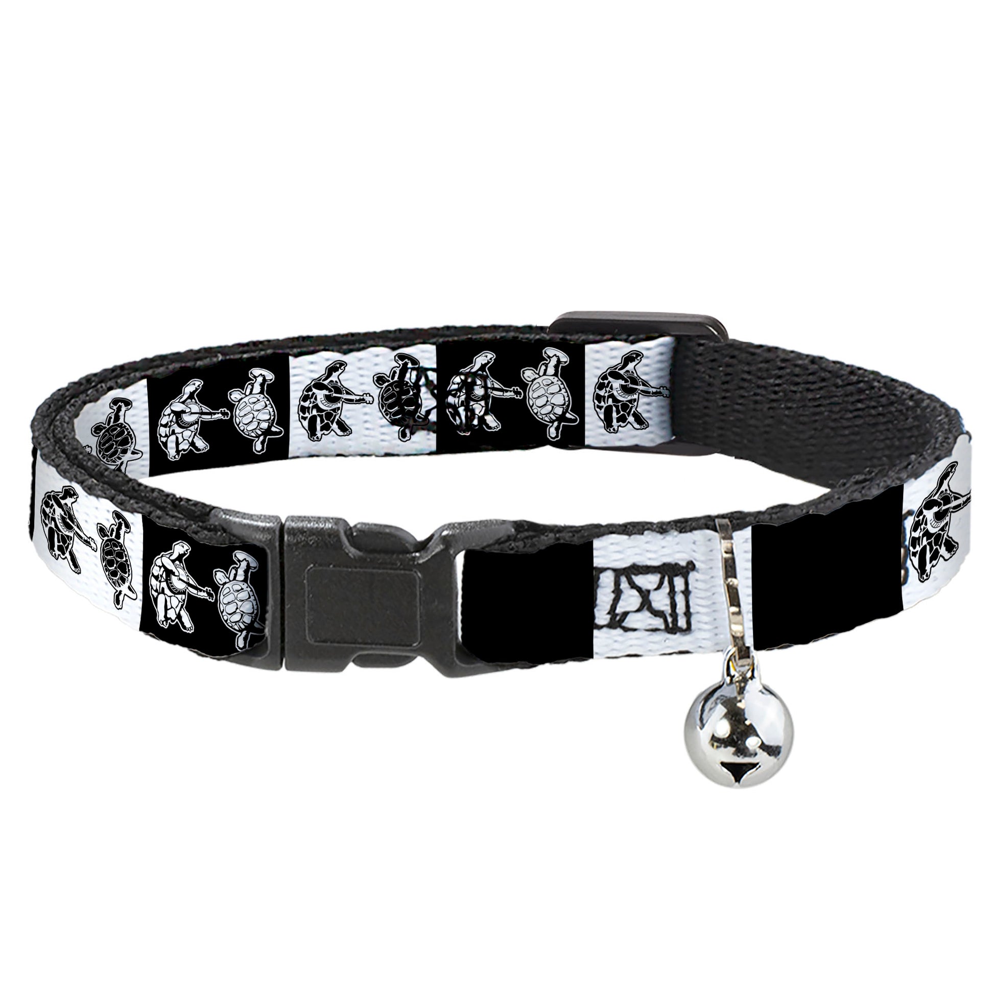 Breakaway Cat Collar with Bell - Grateful Dead Dancing Terrapin Blocks Black/White Breakaway Cat Collars Grateful Dead