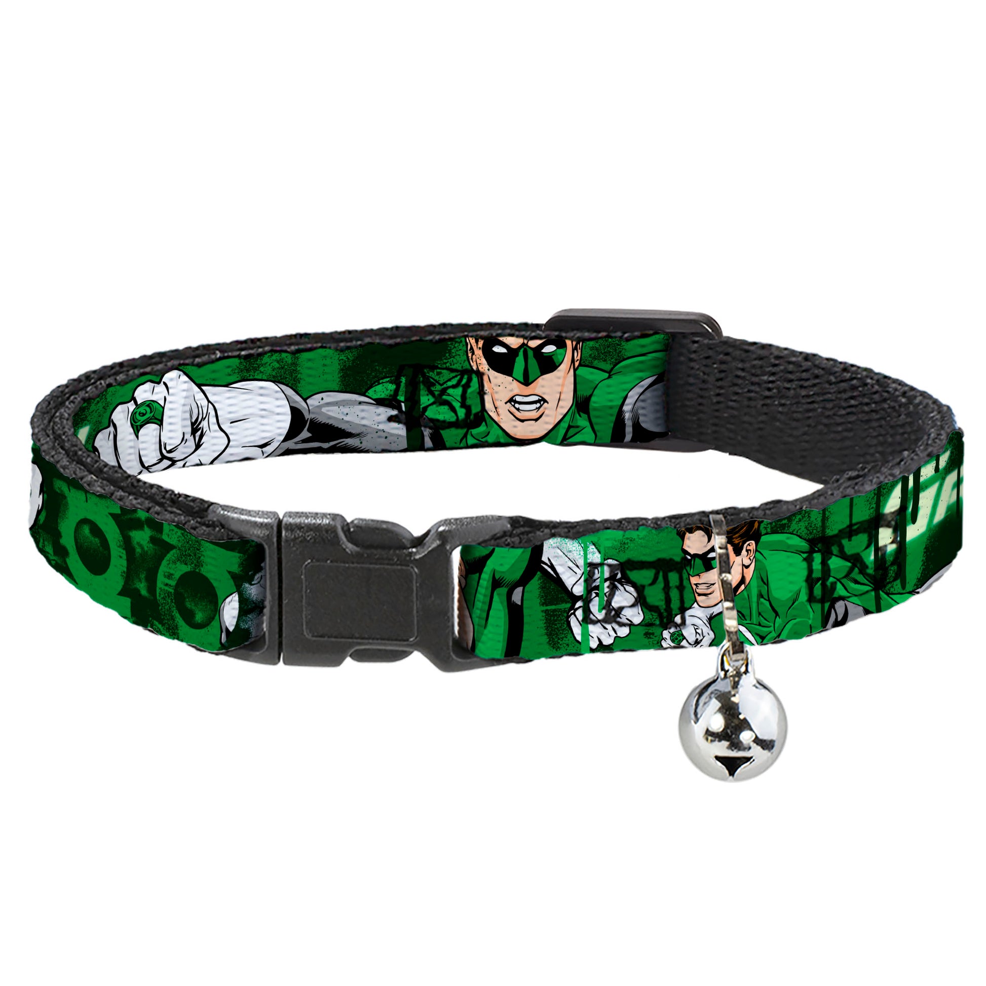 Cat Collar Breakaway - Green Lantern Green Glow w Text Breakaway Cat Collars DC Comics