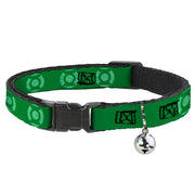 Cat Collar Breakaway - Green Lantern Logo Weathered Greens Breakaway Cat Collars DC Comics