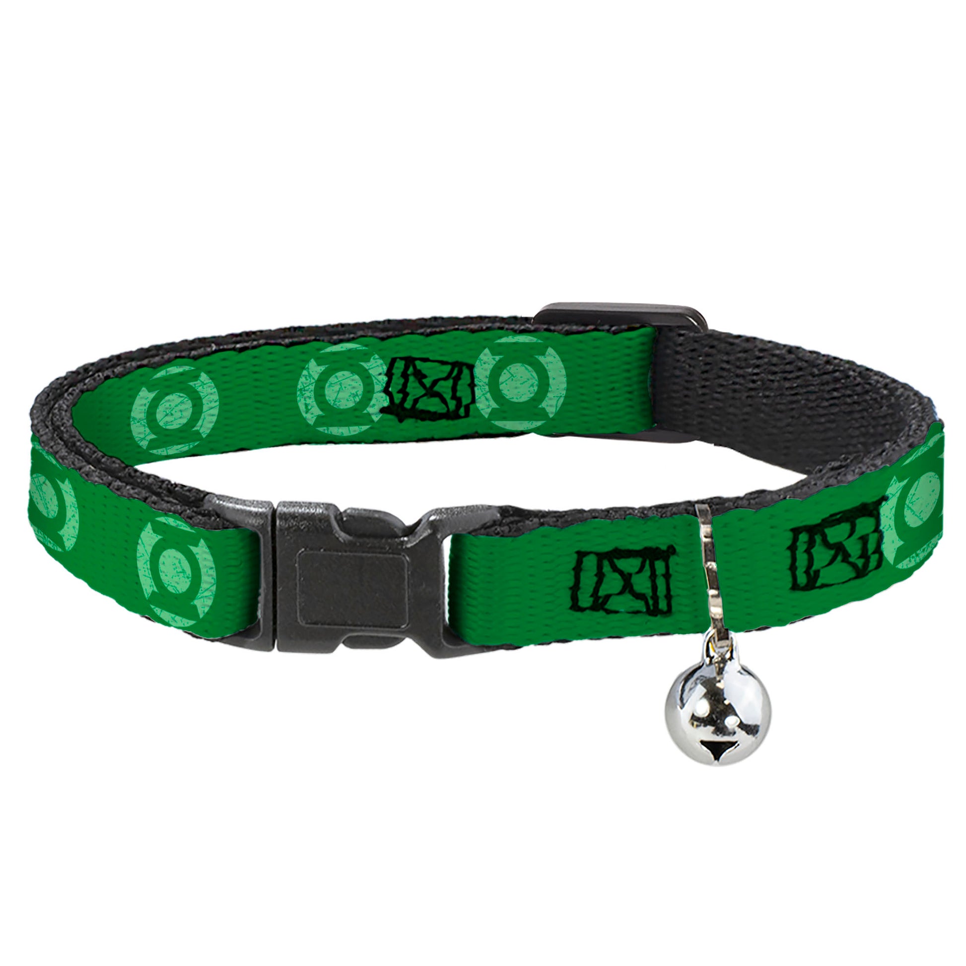 Cat Collar Breakaway - Green Lantern Logo Weathered Greens Breakaway Cat Collars DC Comics