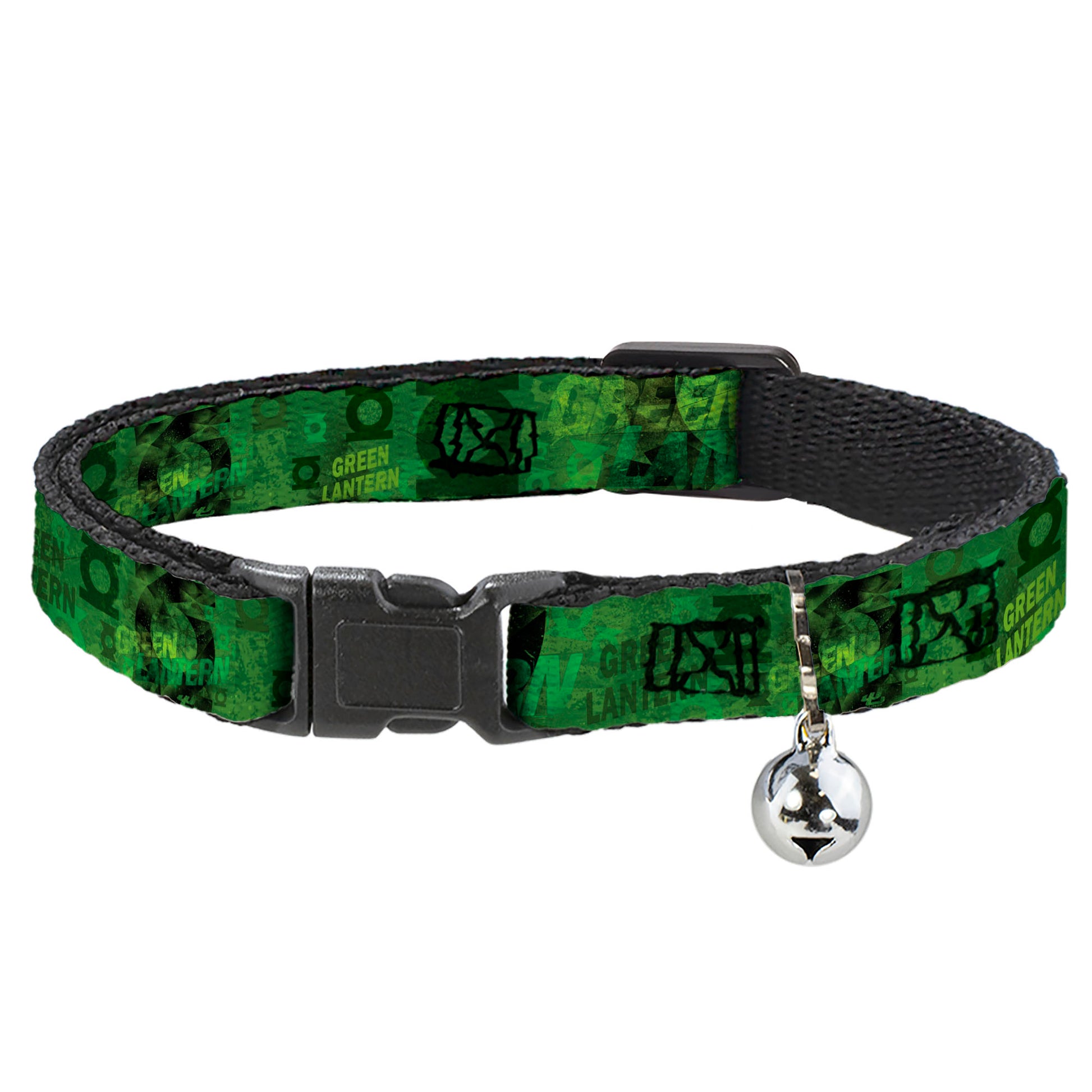 Cat Collar Breakaway - GREEN LANTERN Logo Collage Weathered Greens Breakaway Cat Collars DC Comics