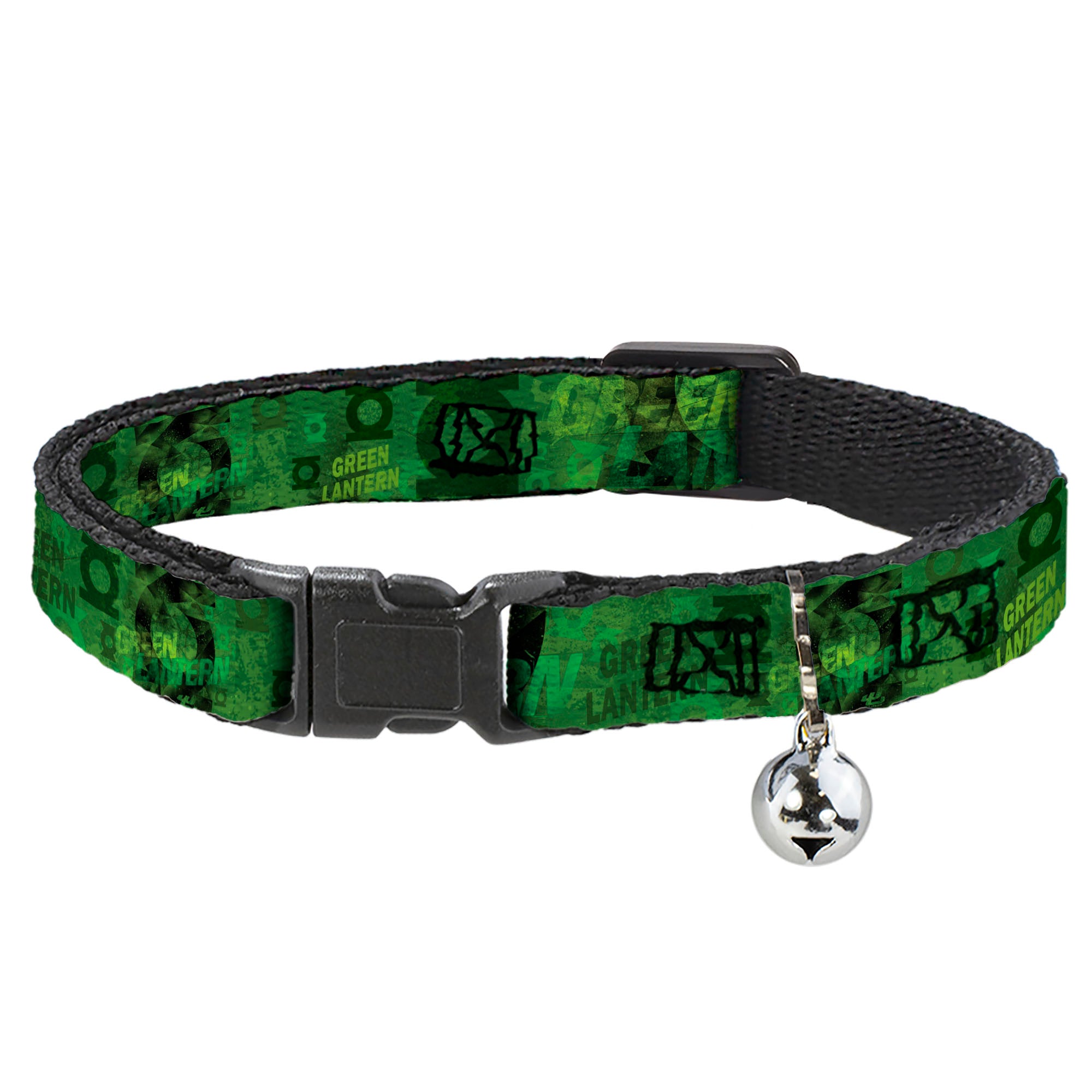 Cat Collar Breakaway - GREEN LANTERN Logo Collage Weathered Greens Breakaway Cat Collars DC Comics