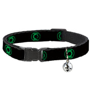 Cat Collar Breakaway with Bell - DC League of Super-Pets Green Lantern Logo Black Green Breakaway Cat Collars DC Comics