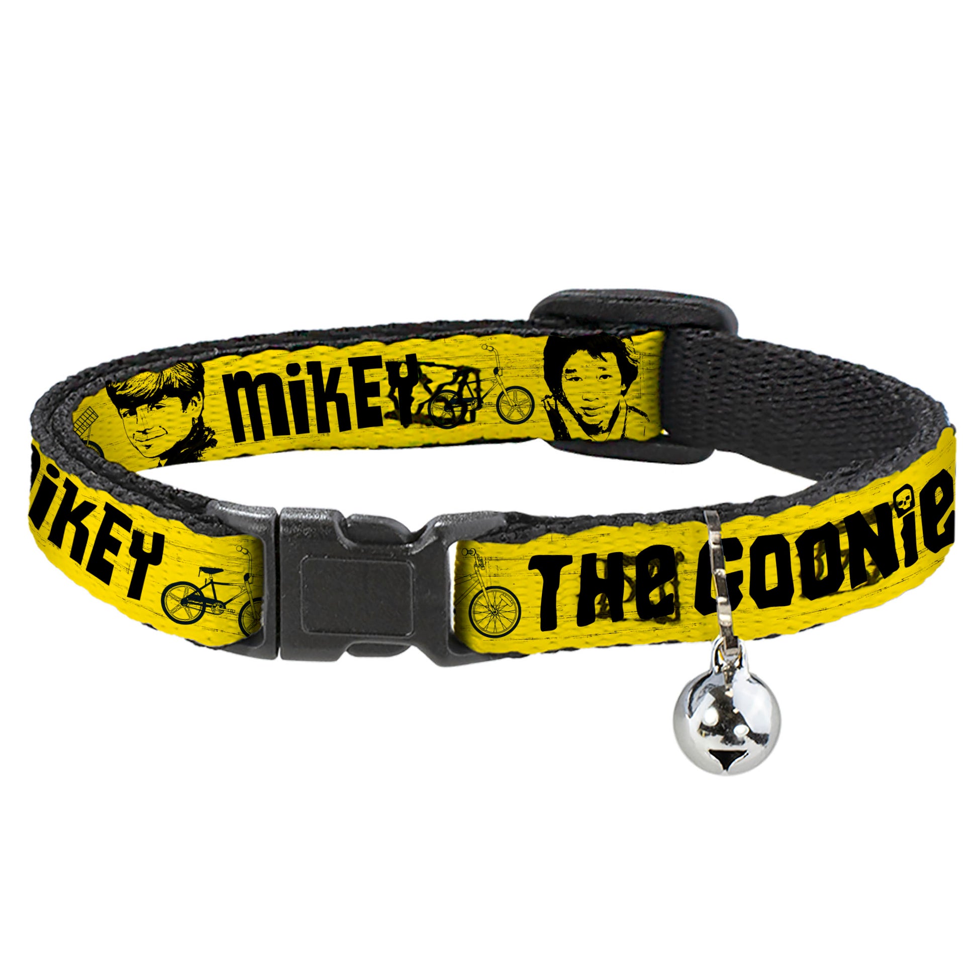Breakaway Cat Collar with Bell - THE GOONIES CHUNK MIKEY DATA MOUTH Icons and Title Logo Yellow/Black Breakaway Cat Collars The Goonies