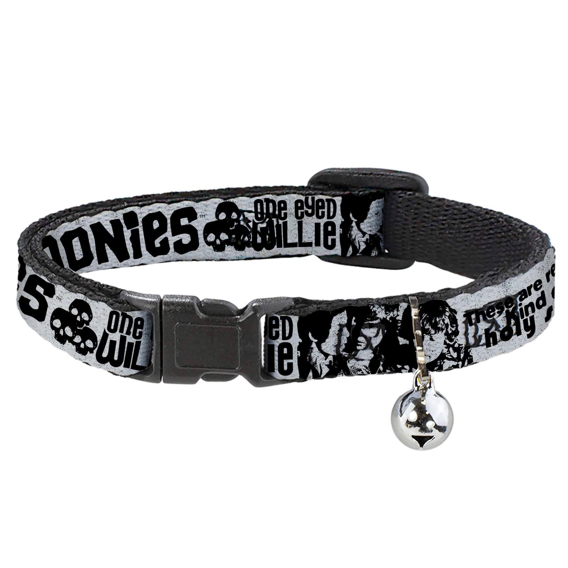 Breakaway Cat Collar with Bell - THE GOONIES Quotes and Icons Collage Gray/Black Breakaway Cat Collars The Goonies
