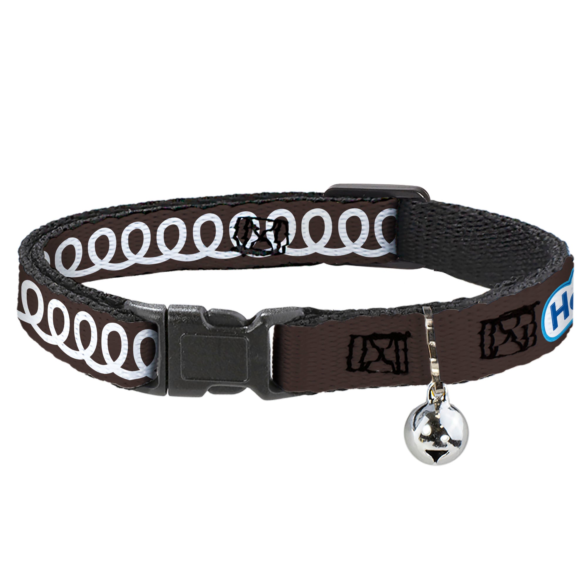 Breakaway Cat Collar with Bell - Hostess Cupcake Squiggle and Logo Brown/White