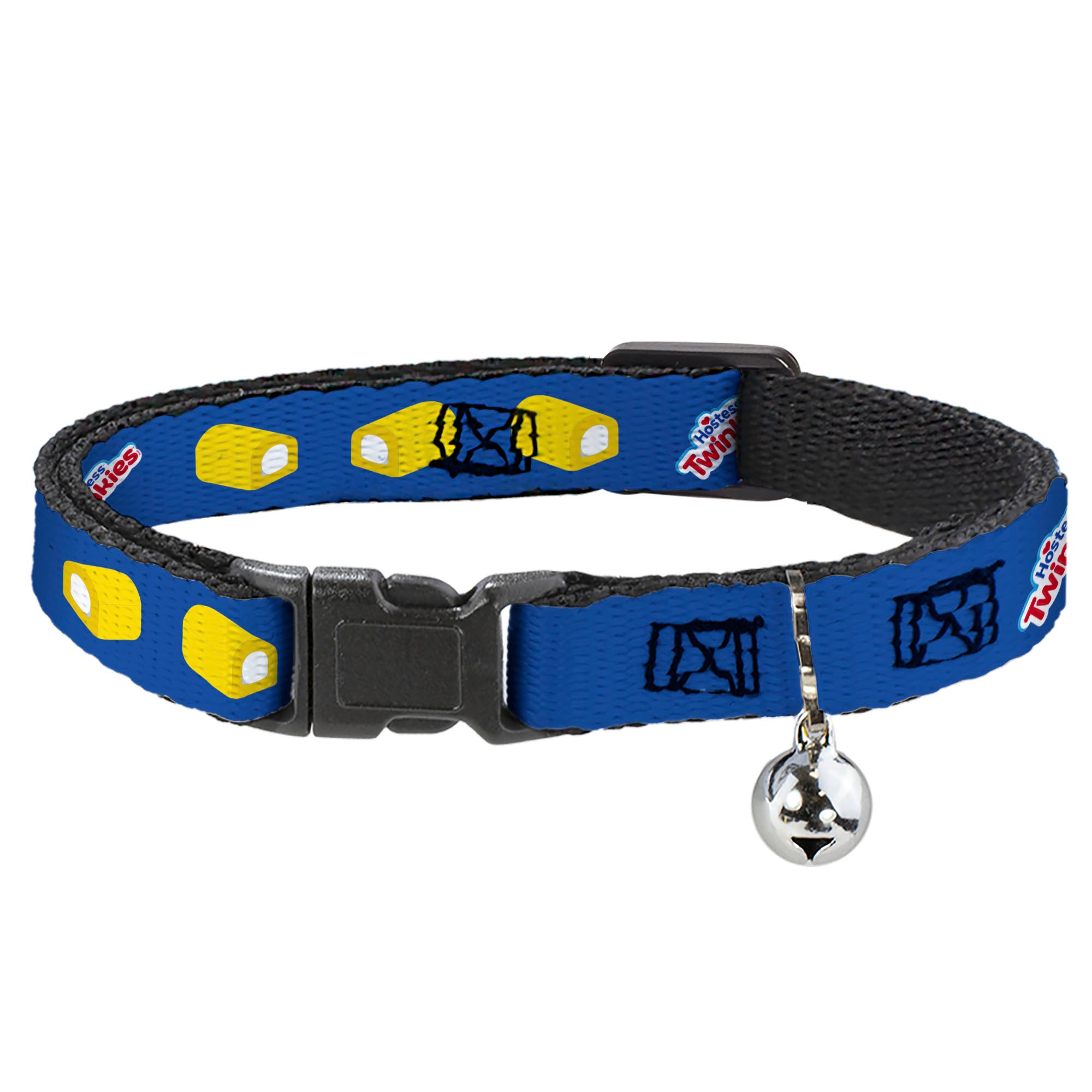 Breakaway Cat Collar with Bell - Hostess Twinkies Pieces and Logo Blue/Yellow/White