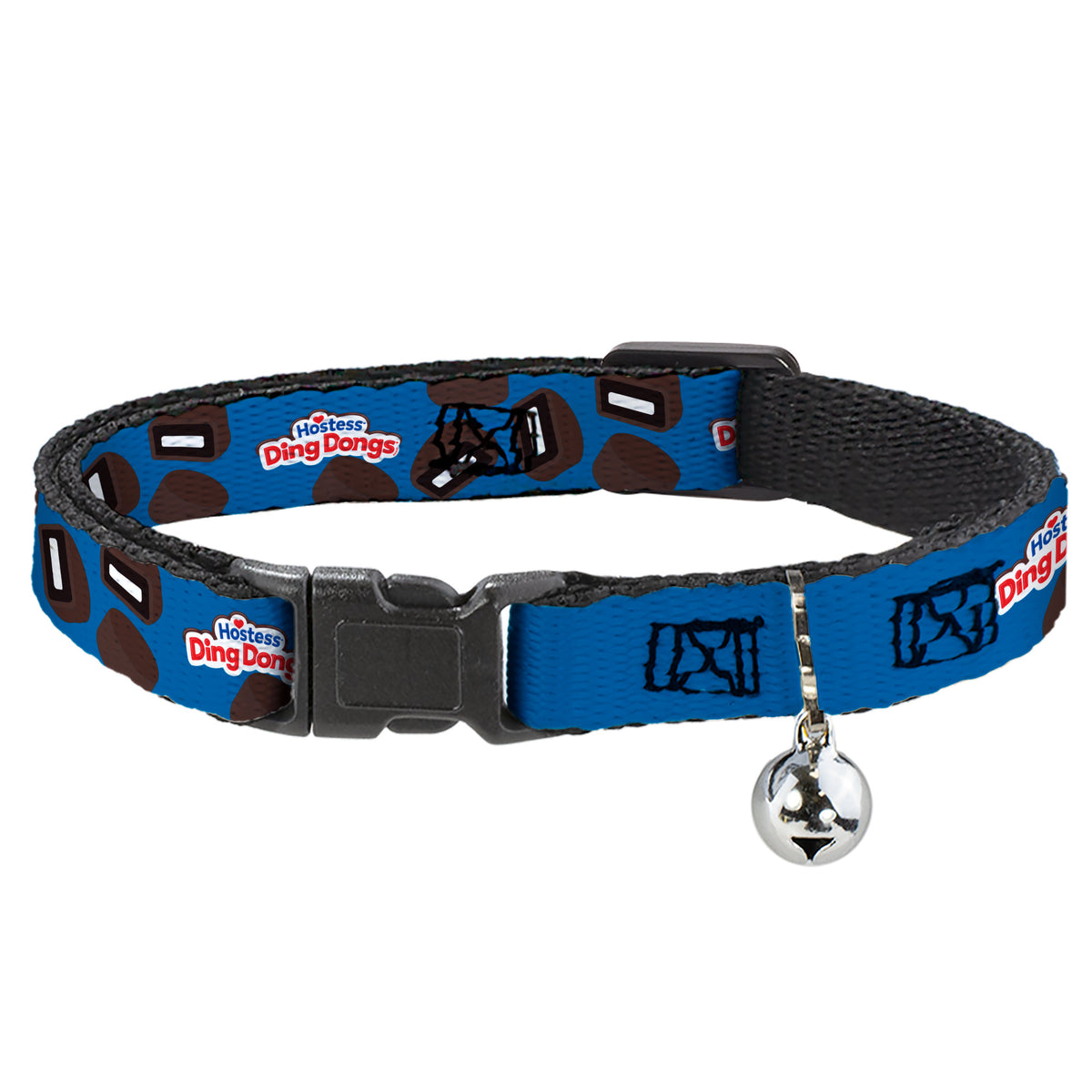 Breakaway Cat Collar with Bell - HOSTESS DING DONGS Cakes Scattered Navy Blue Cat Collars Breakaway Side Release Hostess Brands