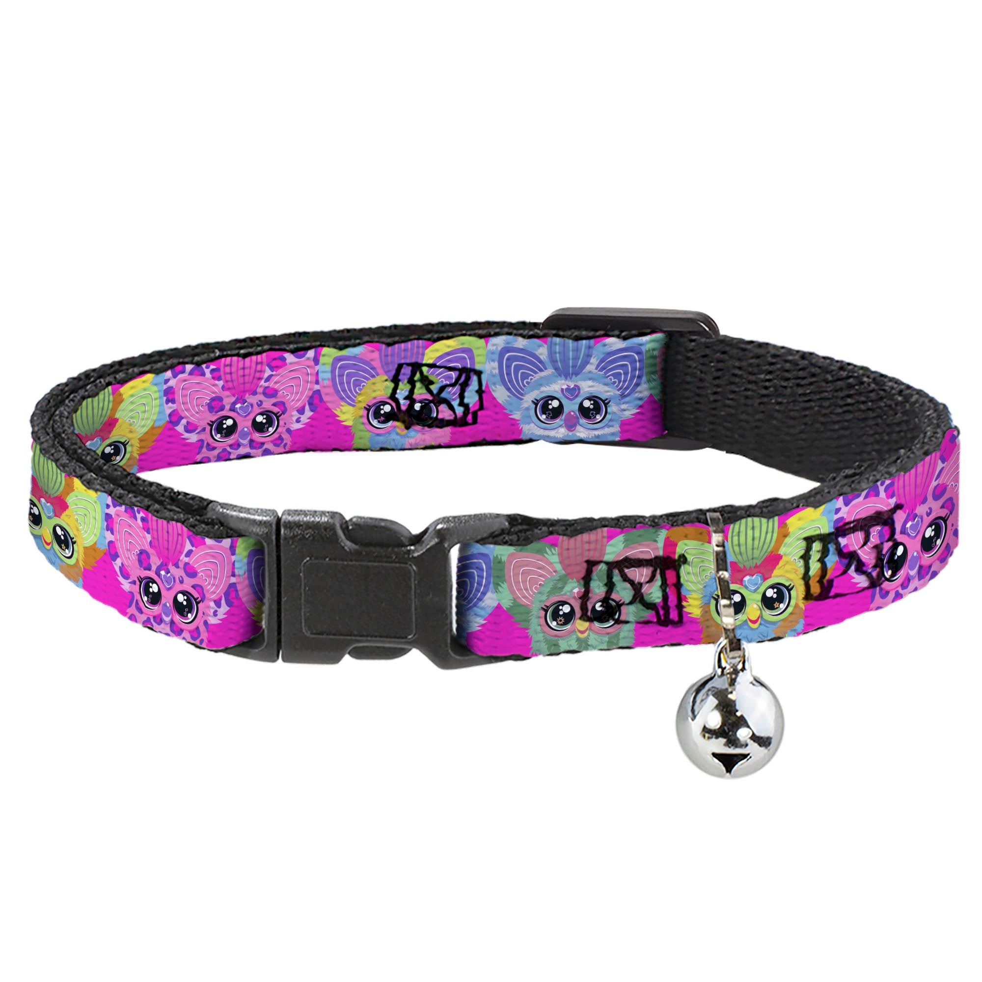 Breakaway Cat Collar with Bell - Furby Five Furblets Faces Pink