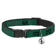 Cat Collar Breakaway with Bell - Harry Potter SLYTHERIN & Crest Green/Black Breakaway Cat Collars Harry Potter