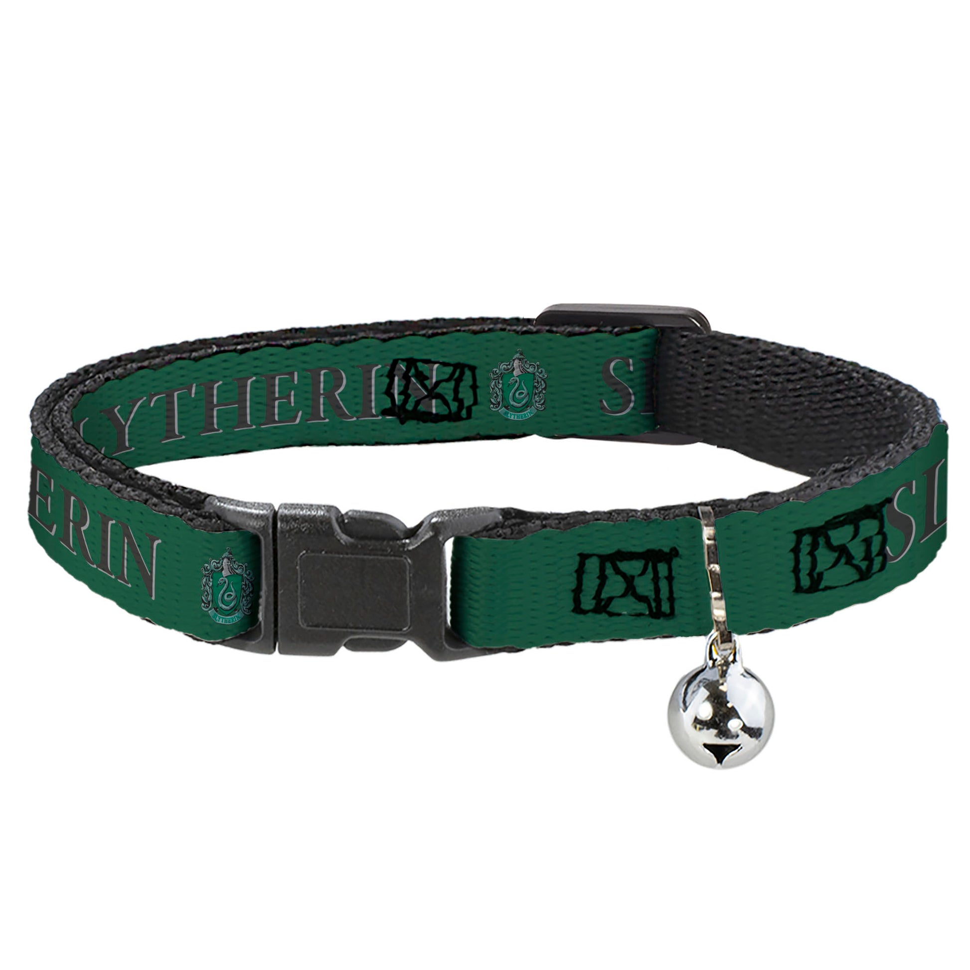 Cat Collar Breakaway with Bell - Harry Potter SLYTHERIN & Crest Green/Black Breakaway Cat Collars Harry Potter