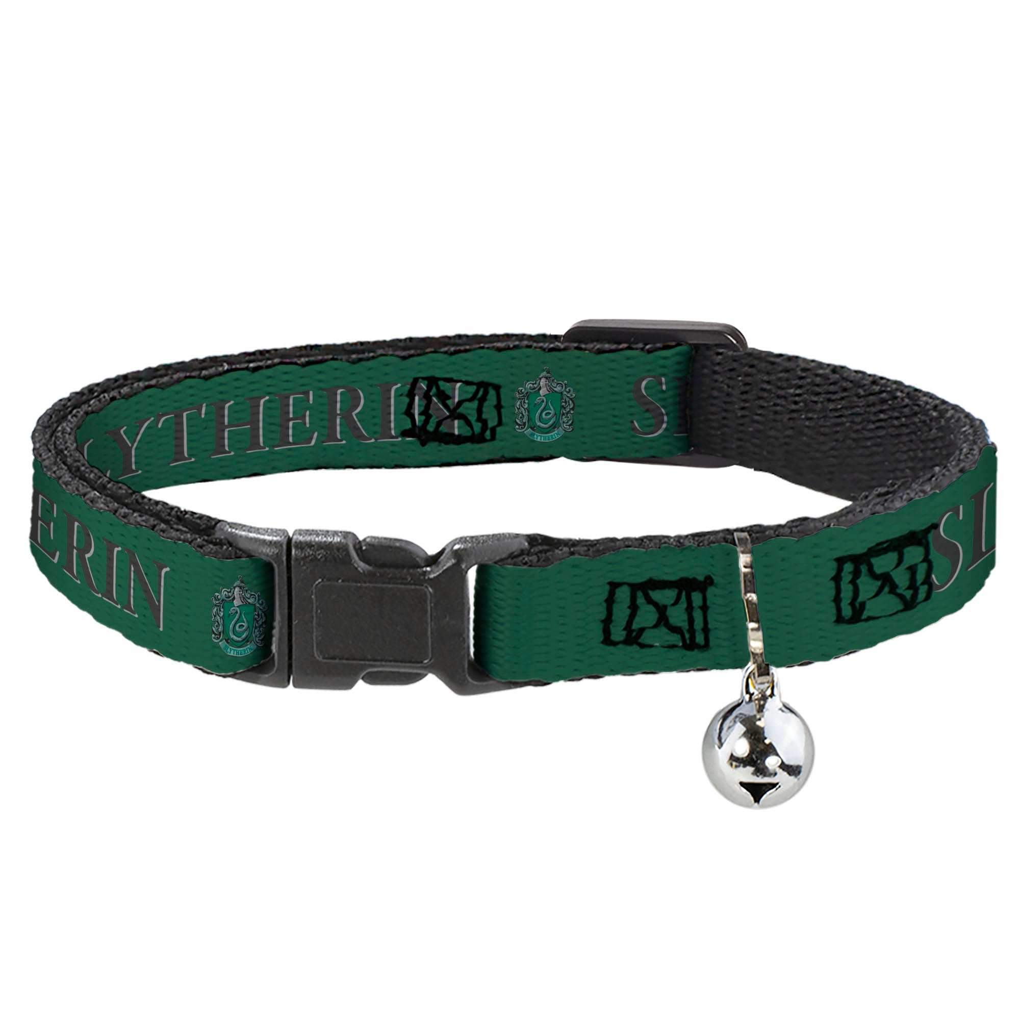 Cat Collar Breakaway with Bell - Harry Potter SLYTHERIN & Crest Green/Black Breakaway Cat Collars Harry Potter