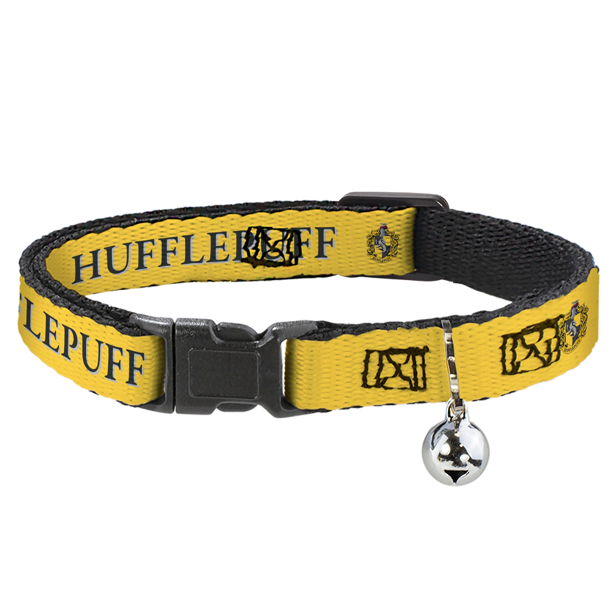Cat Collar Breakaway with Bell - Harry Potter HUFFLEPUFF & Crest Yellow/Black Breakaway Cat Collars Harry Potter