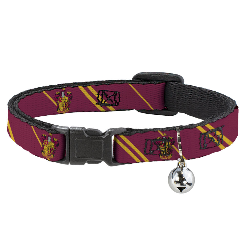 Breakaway Cat Collar with Bell - GRYFFINDOR Crest/Stripe Burgundy/Gold Breakaway Cat Collars Harry Potter
