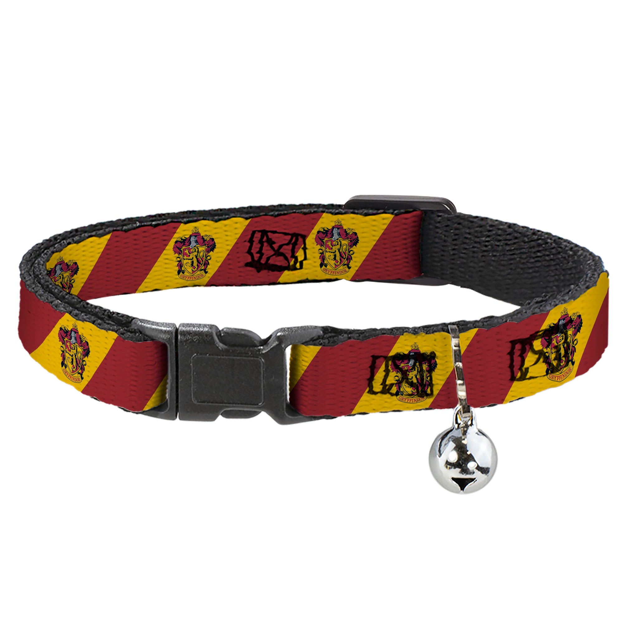 Cat Collar Breakaway with Bell - GRYFFINDOR Crest Diagonal Stripe Gold/Red Breakaway Cat Collars Harry Potter