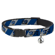 Cat Collar Breakaway with Bell - RAVENCLAW Crest Diagonal Stripe Gray/Blue Breakaway Cat Collars Harry Potter