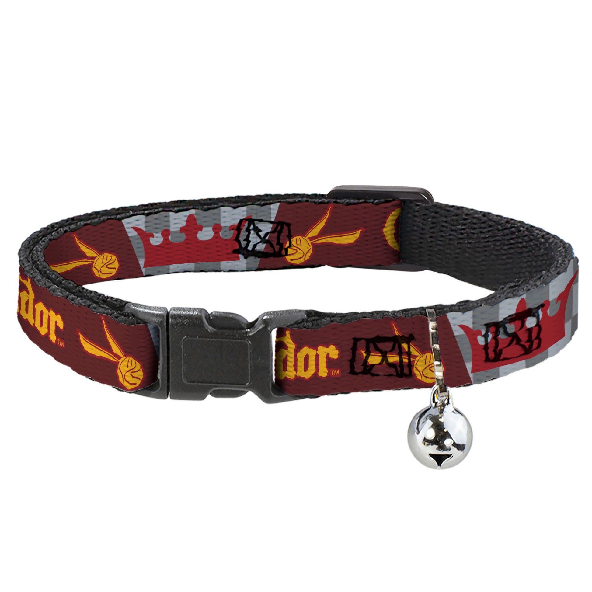 Breakaway Cat Collar with Bell - Harry Potter GRYFFINDOR/Quiditch Ball/Crown Burgundy Red/Golds/Grays Breakaway Cat Collars Harry Potter