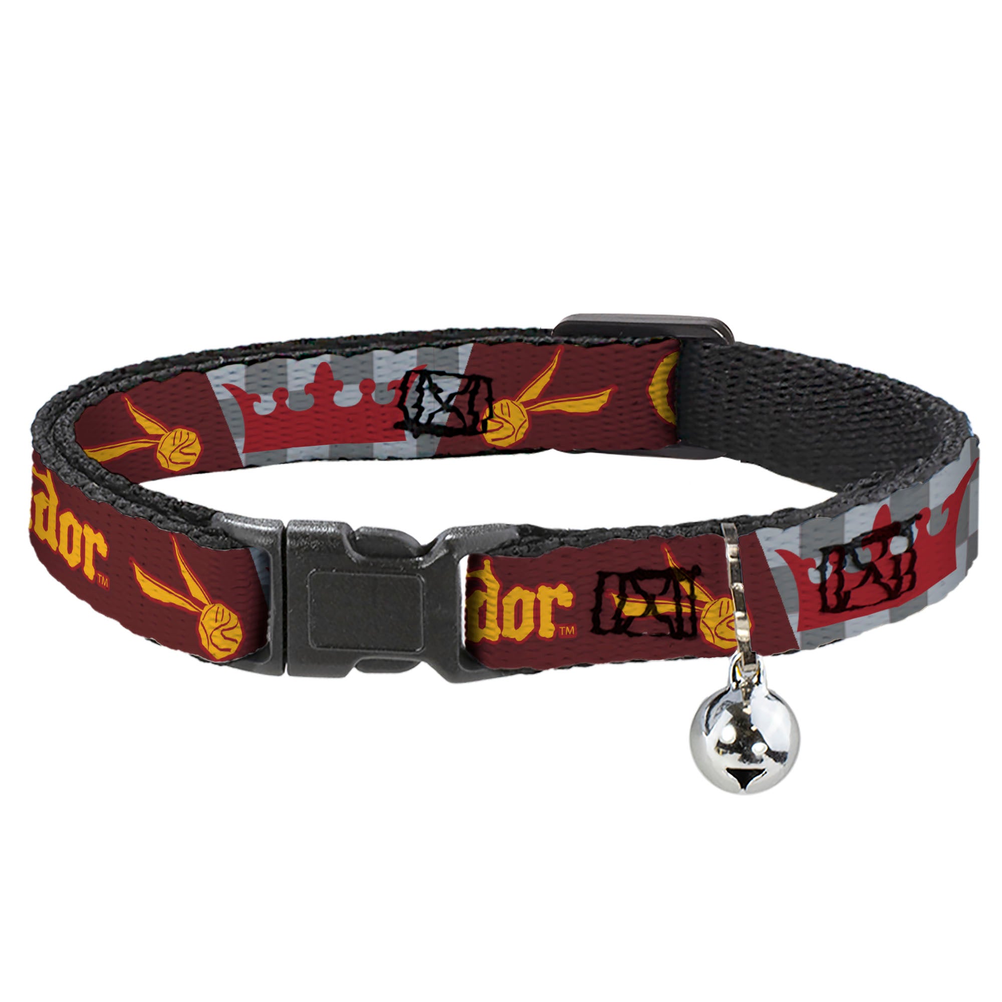 Breakaway Cat Collar with Bell - Harry Potter GRYFFINDOR/Quiditch Ball/Crown Burgundy Red/Golds/Grays Breakaway Cat Collars Harry Potter