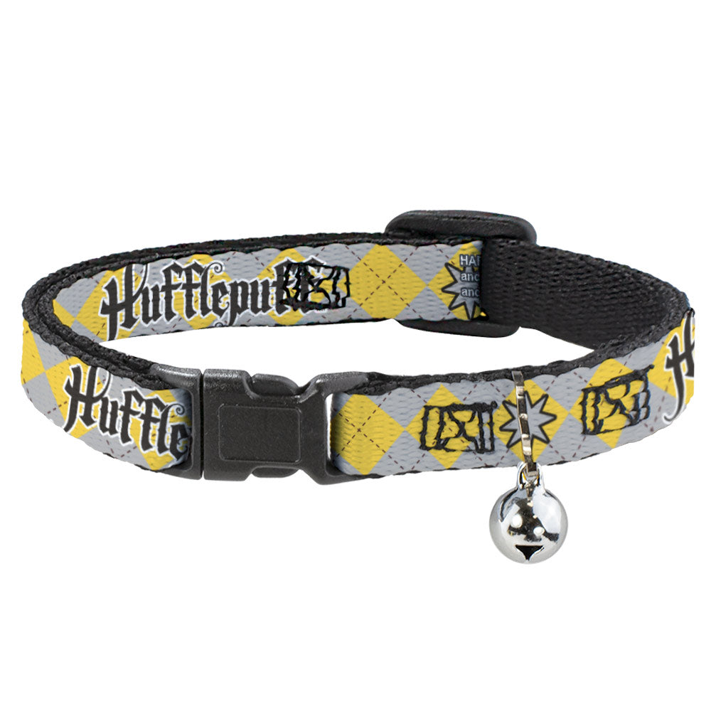 Breakaway Cat Collar with Bell - Harry Potter HUFFLEPUFF/Stars Argyle Plaid Gray/Gold/Browns Breakaway Cat Collars Harry Potter