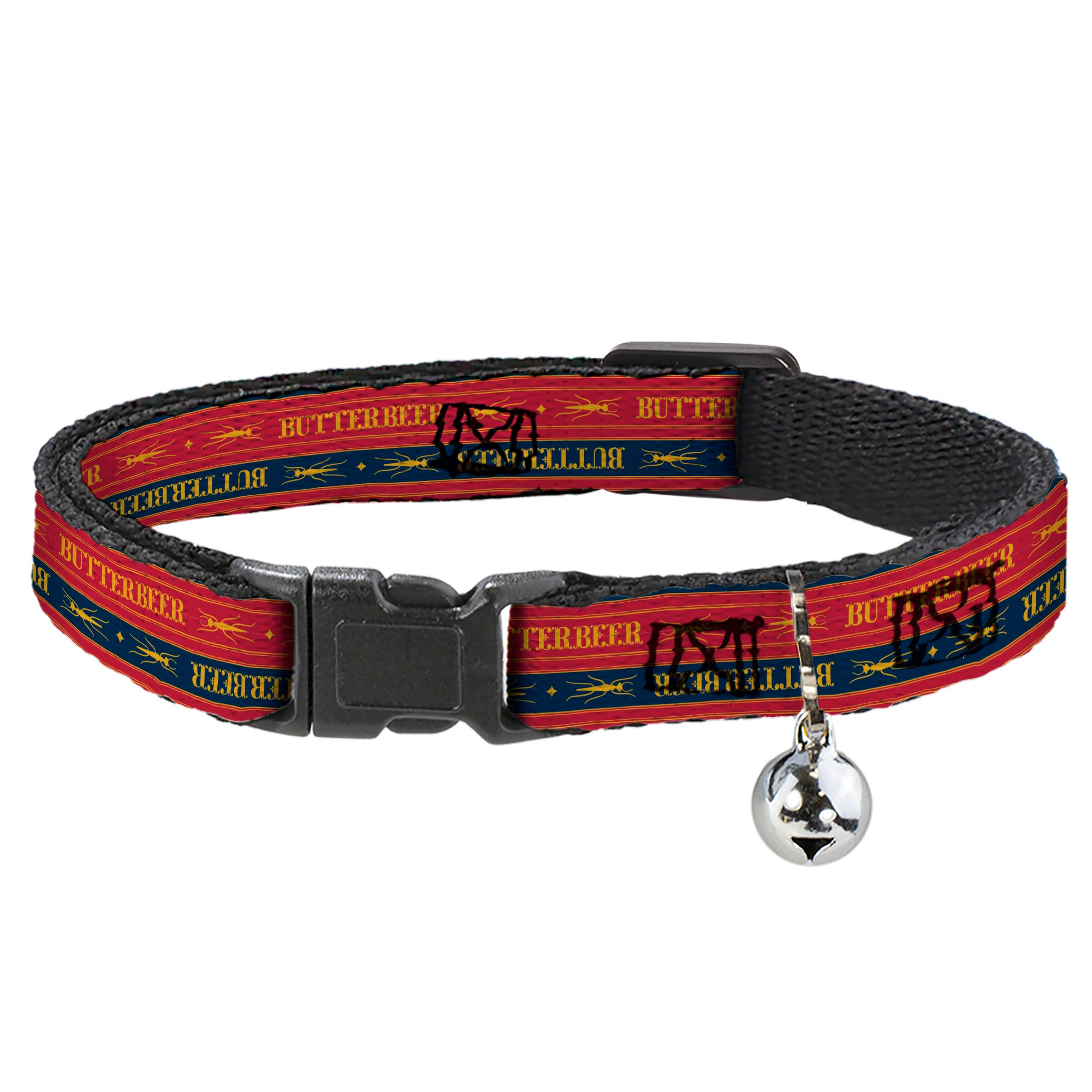 Breakaway Cat Collar with Bell - Harry Potter BUTTERBEER Stripe Red/Blue/Golden Yellow Breakaway Cat Collars Harry Potter