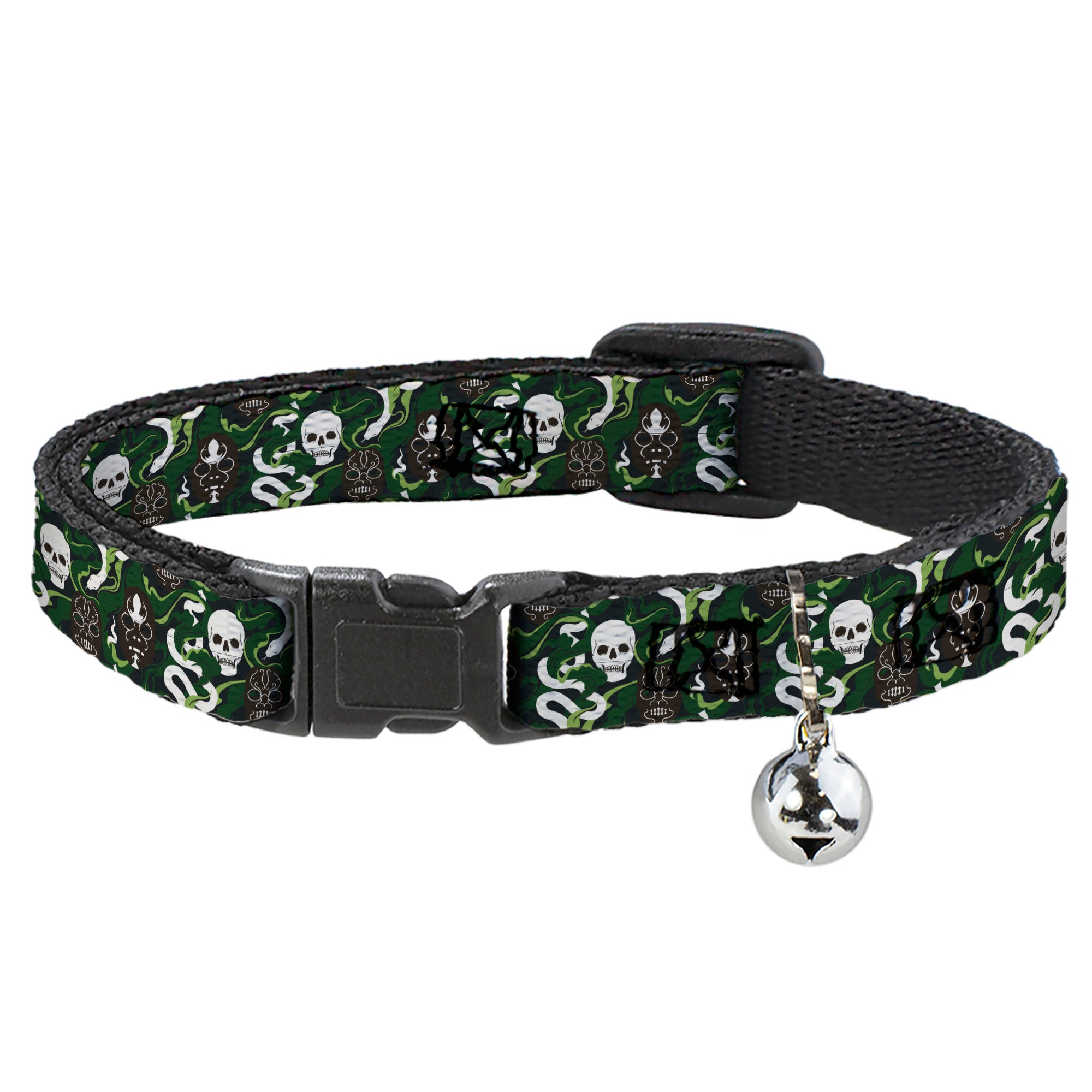 Breakaway Cat Collar with Bell - HARRY POTTER Slytherin Camo and Title Logo Greens Breakaway Cat Collars Harry Potter