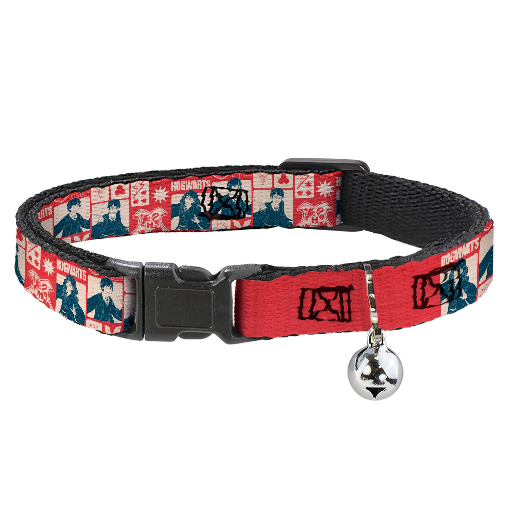 Breakaway Cat Collar with Bell - Harry Potter HOGWARTS The Golden Trio Magic Collage Reds Breakaway Cat Collars Harry Potter
