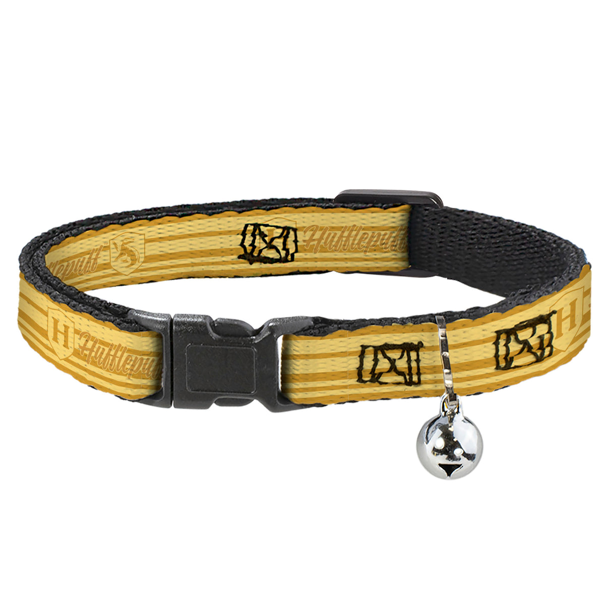 Breakaway Cat Collar with Bell - Harry Potter Hufflepuff House Champion Icons Stripe Yellows Breakaway Cat Collars Harry Potter