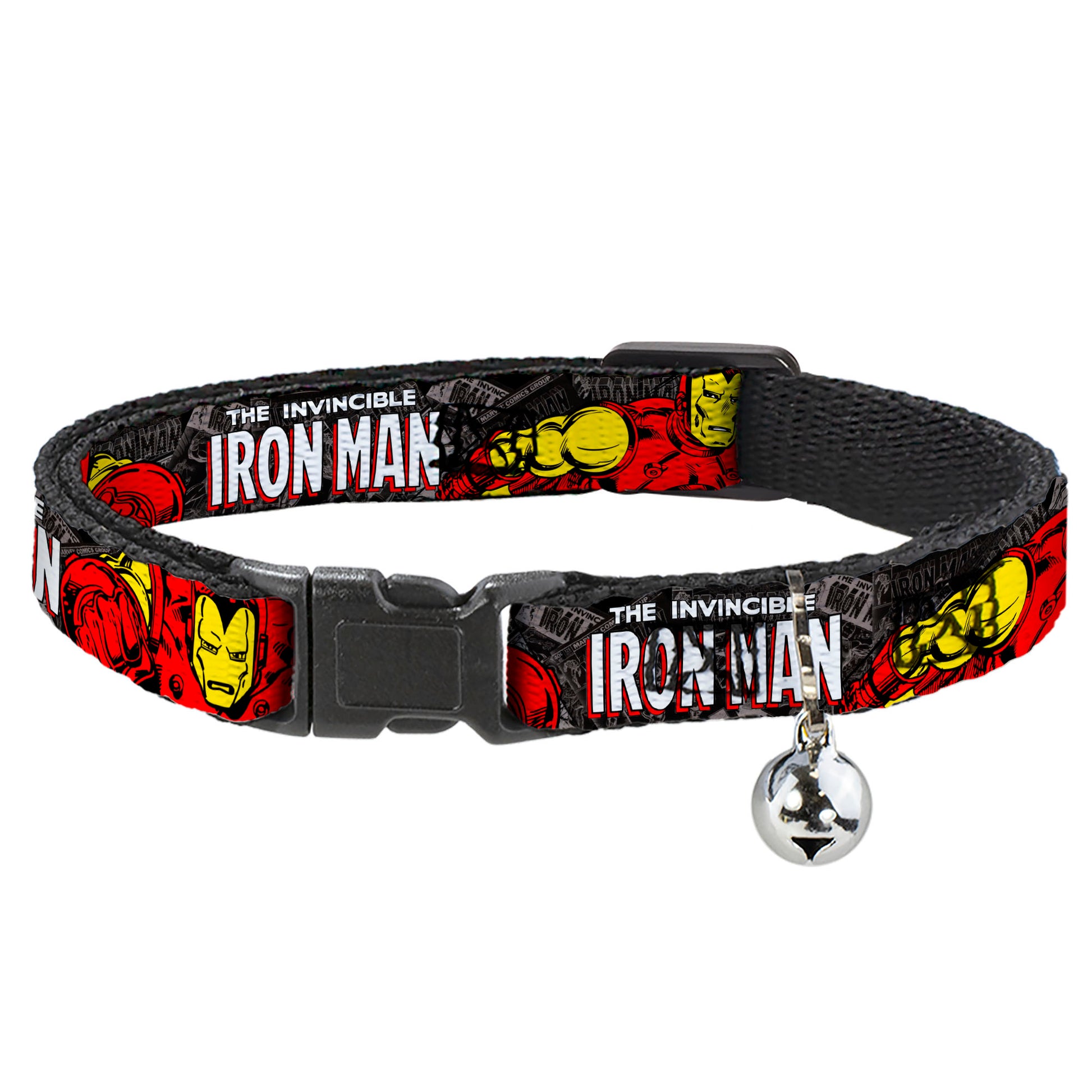 MARVEL COMICS Cat Collar Breakaway - THE INVINCIBLE IRON MAN Stacked Comic Books Action Poses Breakaway Cat Collars Marvel Comics