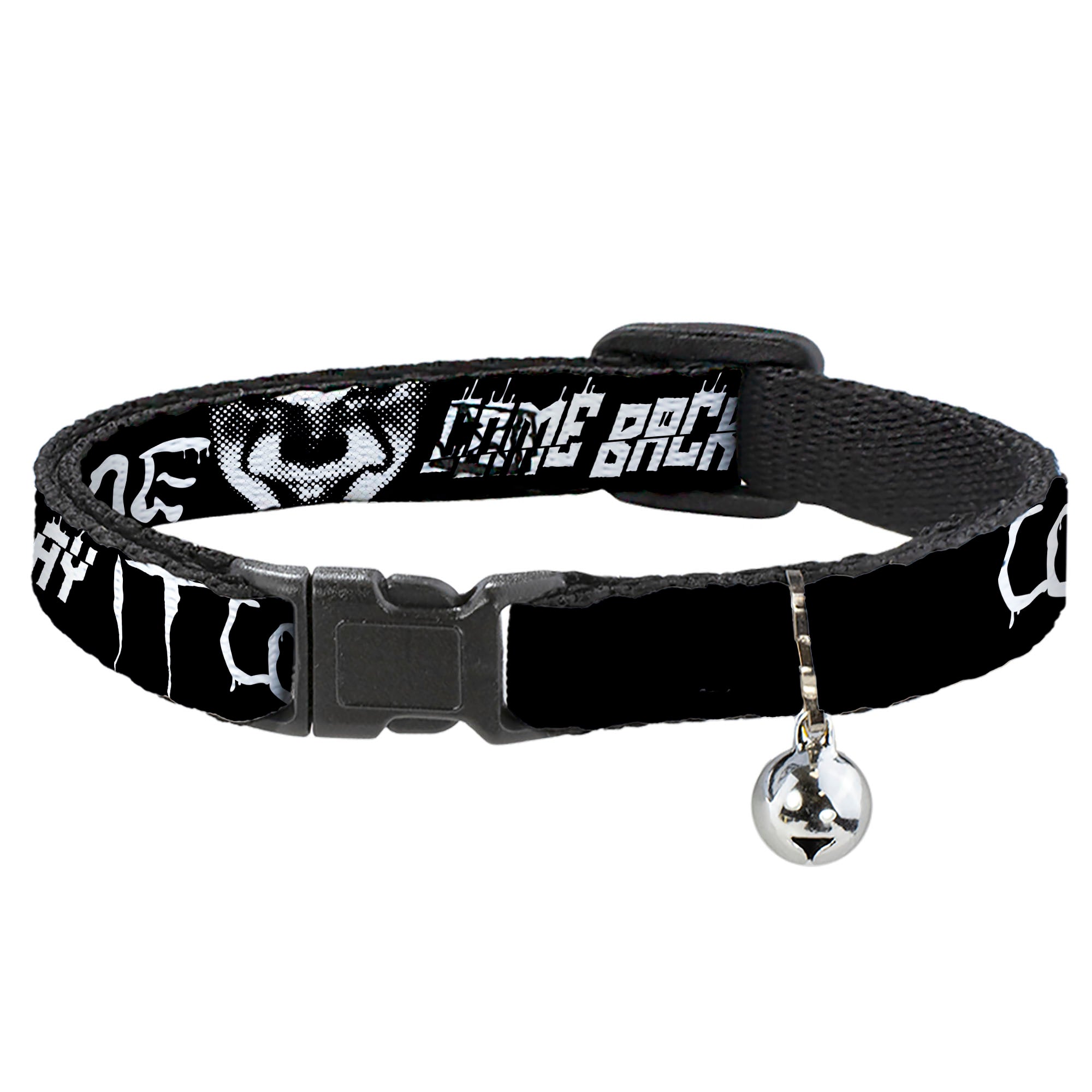 Breakaway Cat Collar with Bell - IT Pennywise Face Close-Up COME HOME-COME BACK AND PLAY Black/White Breakaway Cat Collars IT