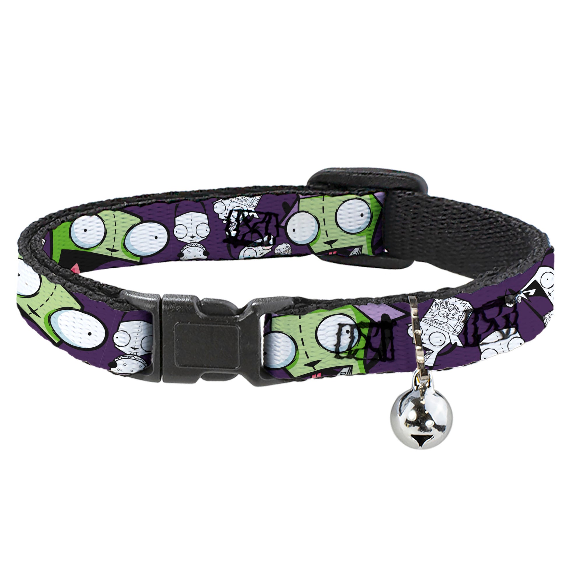 Breakaway Cat Collar with Bell - Invader Zim GIR Poses and Sketch Purple Breakaway Cat Collars Invader Zim