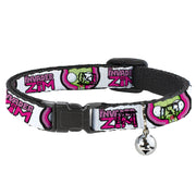 Breakaway Cat Collar with Bell - INVADER ZIM Title Logo and GIR Pose Close-Up White/Pinks Breakaway Cat Collars Invader Zim