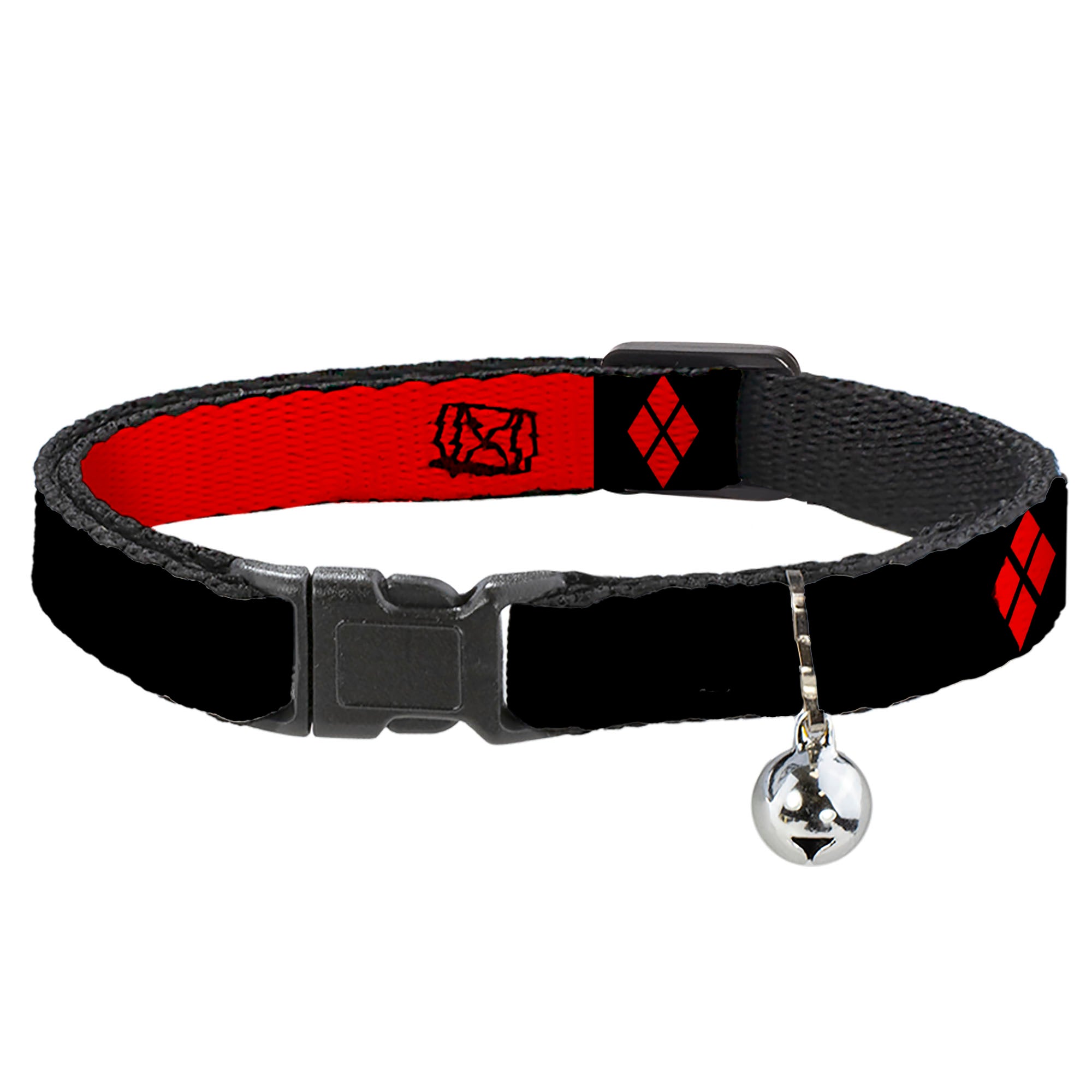 Cat Collar Breakaway - HARLEY QUINN Diamonds Black Red White Breakaway Cat Collars DC Comics